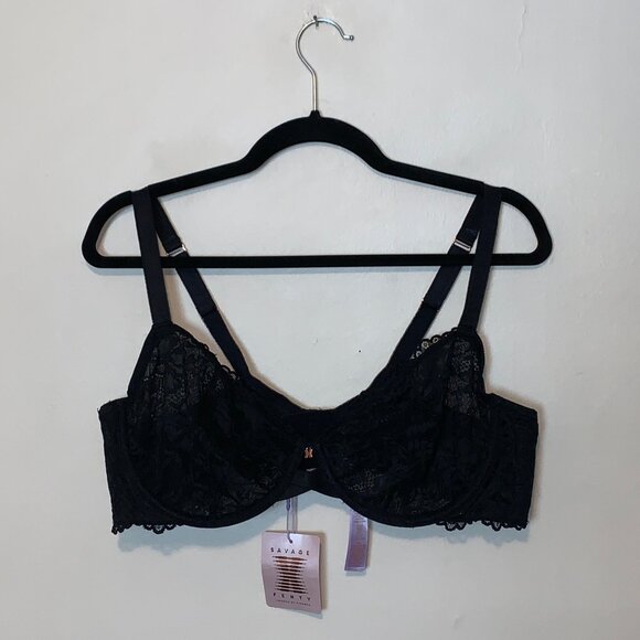 SAVAGE X FENTY Floral Lace Unlined Bra in Black Size 40D - Picture 6 of 9